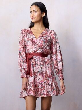 LC Lauren Conrad Sequin Floral Wrap Mini Dress size XL NWT boho romantic sparkly